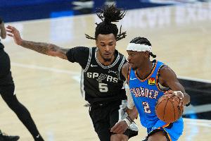 1-3还是2-2？ESPN预测明天胜率：马刺53.8%占据优势 雷霆46.2%配图